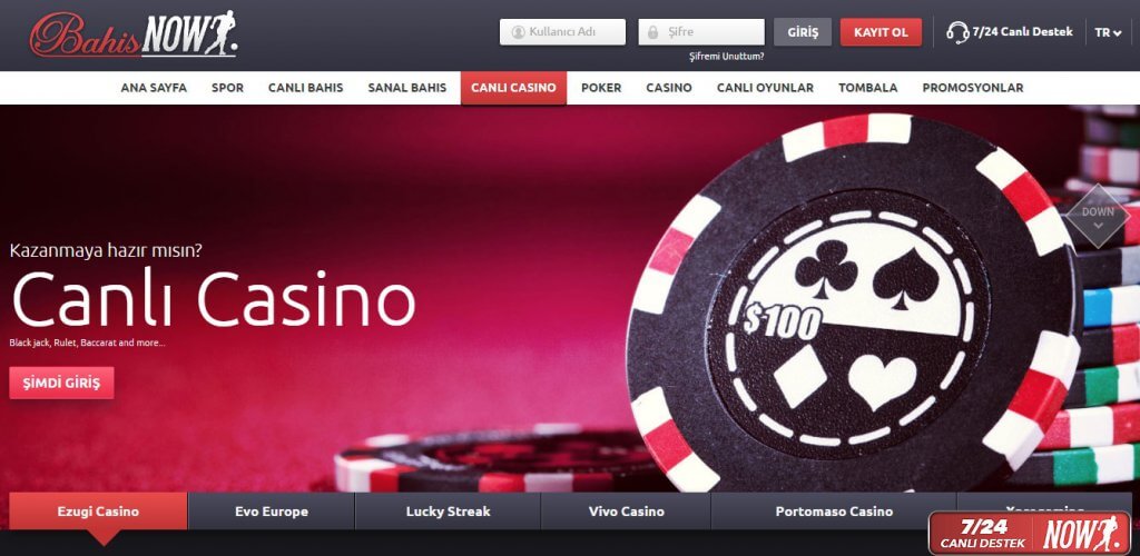 Bahisnow canlı casino